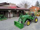 1992 John Deere 955 Compact Tractor w/ Loader. 4x4. Hydro. Turf Tires. Show