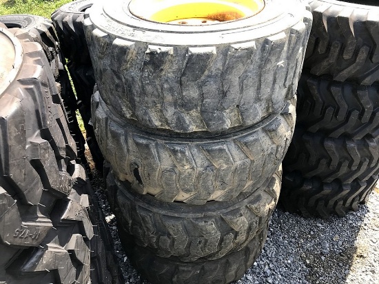 Skid Steer Tires & Wheels, Set of 4 'USED'