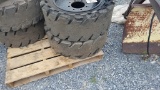 Solid Skid Steer Tires and Wheels   'Set of 4 - Used'