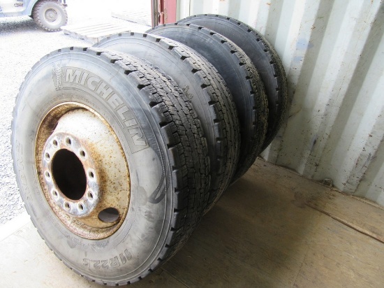Michelin 11R22.5 Tires on Steel Hub Pilot Rims
