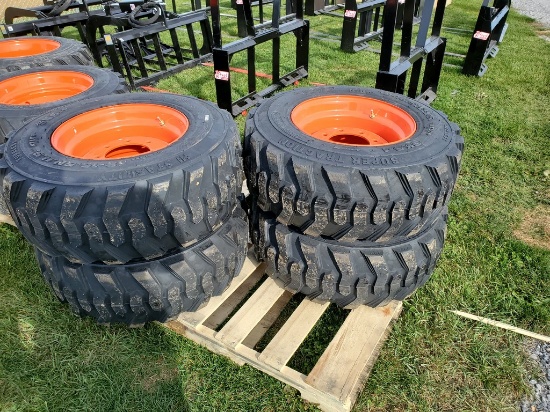 Forerunner SKS1 Skid Steer Tires on Wheels 'Set of 4 - New'