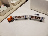 Toy Truck with Double Van Trailers