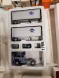 Winross  Truck with Double Van Trailers