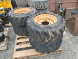 Skid Steer Tires On Wheels   'Set of 4'