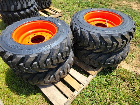 Forerunner SKS8 Skid Steer Tires on Wheels 'Set of 4 - New'