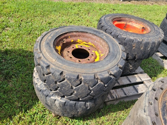 Skid Steer Tires on Wheels 'Set of 4'