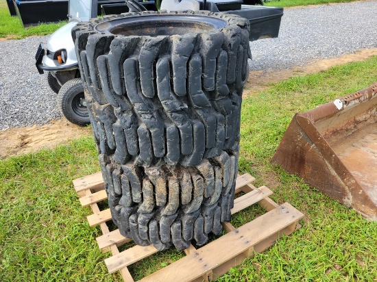 Semi Solid Skid Steer Tires on Wheels 'Set of 4 - Used'