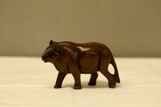 7 Wood Carved Animals and Bowl