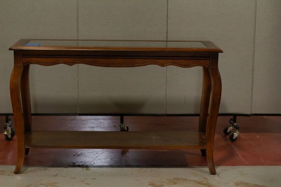 Glass Top Cherry Sofa Table