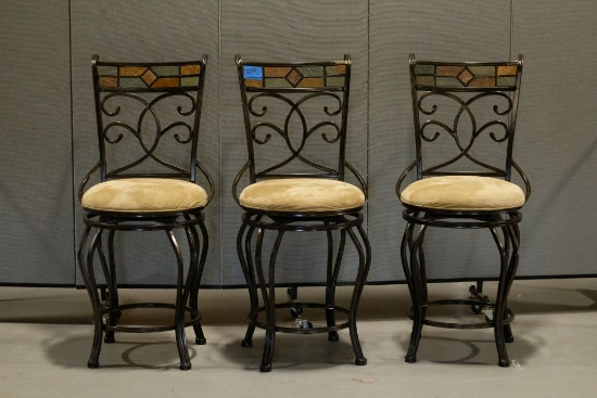 3 Barstools with Stone Backing