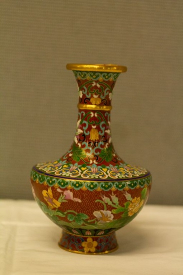 Red and Green Cloisenne Vase