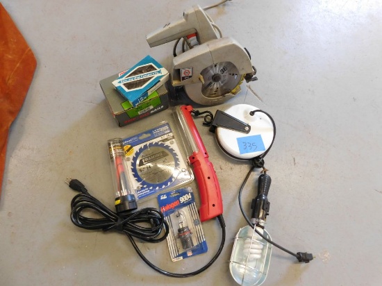 Circular Saw, 2 Drop Lights, Nails, Mini Screwdriver, Saw Blade