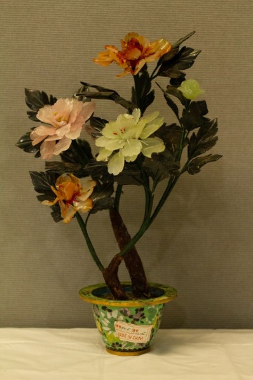Quarts Chrysanthemum on Cloisenne Pot