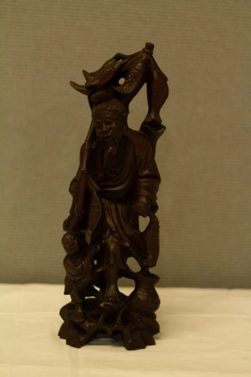 Carved Wood Fisherman and Child