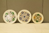 3 Floral Alabsater Plates