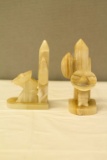 2 Alabaster Book Ends