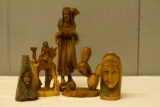 5 Wood Carved Figurines
