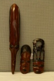 3 Wood Carved Faces