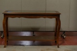 Glass Top Cherry Sofa Table