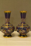 Pair f Cloisenne Vases on Copper