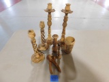 Boxes- Holy Wood Candle Sticks, Pair of Lamps, Cup, Vase, Candle, Nut Cracker