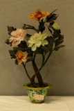 Quarts Chrysanthemum on Cloisenne Pot