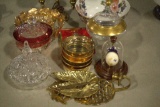 Miscellaneous Bowls & Dishes, Lamp, 3 Brass Pieces