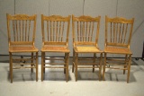 4 Oak Kitchen Chairs Cane Bottom