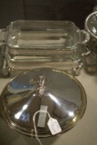 2 Rectangular Silver Plated Casseroles, Round Silver Plated Casserole