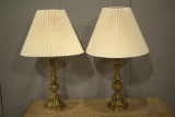 Pair of Brass Lamps,  2 Single Brass Lamps