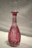 Ruby Cut to Clear Decanter