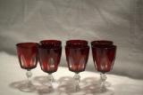 7 Ruby Glass Stems