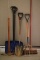 2 Snow Shovels, 1 Shovel, 1 Pick, 1 Pitchfork, 1 Broom