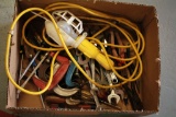 Box of Wrenches, Clamps, Screwdrivers, Shop Light