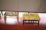 Brass Foot Stool & Fabric Foot Stool