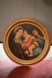 Round Frame Print of Madonna of the Chair By Rafael