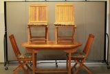 Teak Table with 4 Folding Chairs