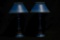 Pair of Metal Blue Lamps