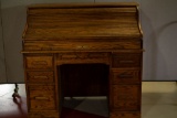 Oak Roll Top Desk and Chair