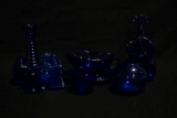 9 Pieces of Misc Cobalt Glass