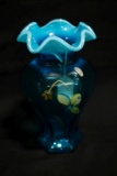 Blue Fenton Hand Painted Signed Vase