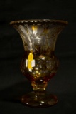 Amber Cut to Clear Vase