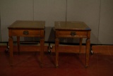 Pair of Mahogany End Tables Leather Top