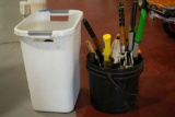 Bucket of Garden Tools, Assorted Hand Tools, 2 Boxes