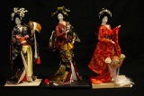 3 oriental Dolls on Stands