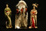 3 oriental Dolls on Stands