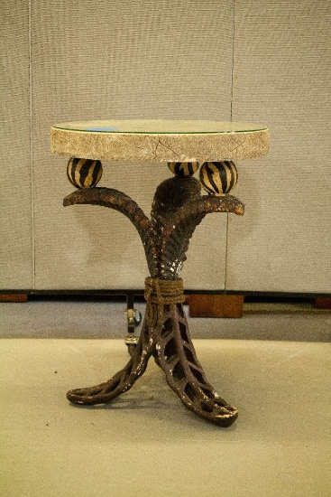 Plaster Round Top End Table