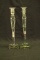 Pair of Glass Candle Sticks With Sterling Silver Band