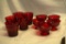 5 Ruby Glass Cups & 5 Ruby Glass Bowls
