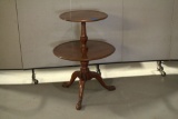 2 Tier Mahogany Tripod Table